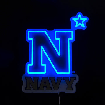 Navy Midshipmen logo LED neon sign lit up