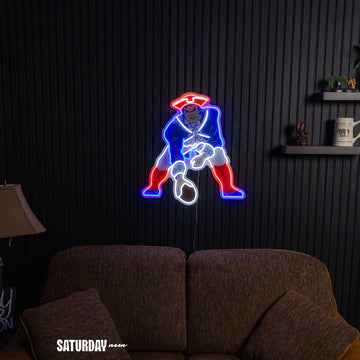 New England Patriots Pat Patriot Retro LED Neon Sign - 22.47" W x 24" H - Saturday Neon