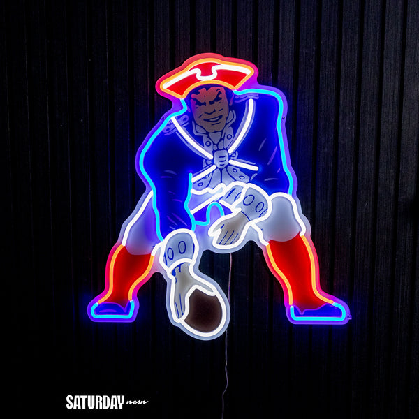 New England Patriots Pat Patriot Retro LED Neon Sign - 22.47" W x 24" H