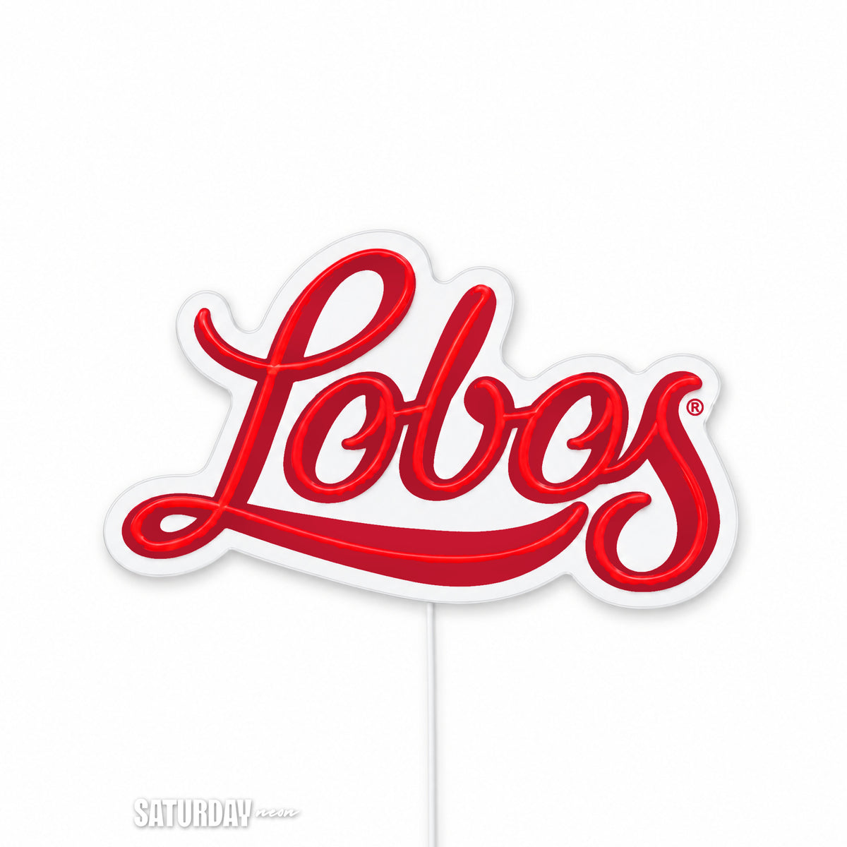 New Mexico Lobos Script LED Neon Sign - Standard (15" x 8.96") switched off - Saturday Neon