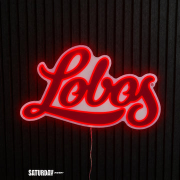 New Mexico Lobos Script LED Neon Sign - Plus (24" x 14.27") - Saturday Neon