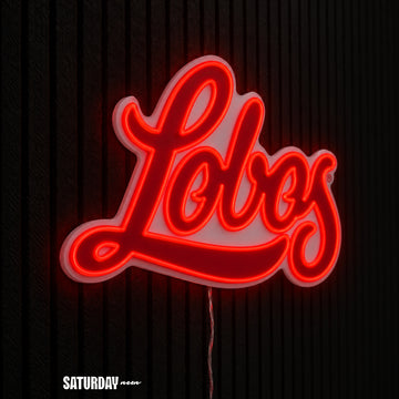 New Mexico Lobos Script LED Neon Sign - Max (32" x 18.88") side view - Saturday Neon