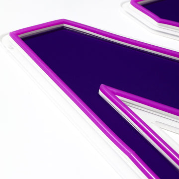 Northwestern Wildcats logo LED neon sign at a side angle