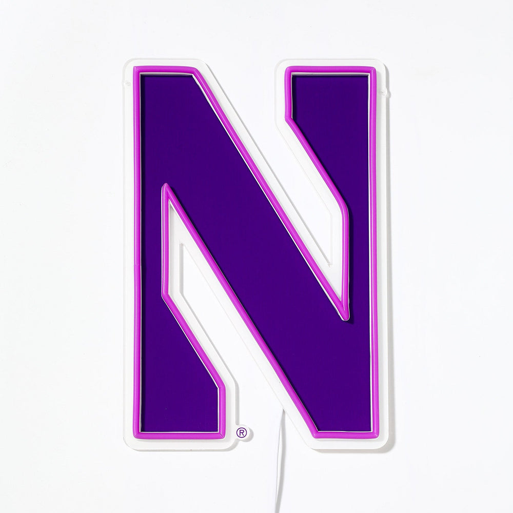 Northwestern Wildcats logo LED neon sign turned off