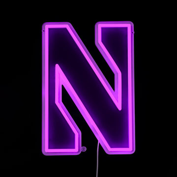 Northwestern Wildcats logo LED neon sign lit up