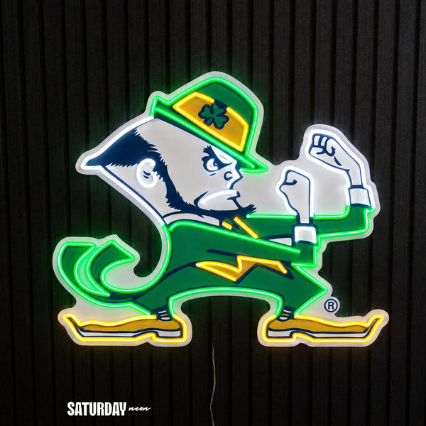 Notre Dame Fighting Irish Leprechaun Mascot LED Neon Sign - 24" x 19.37"