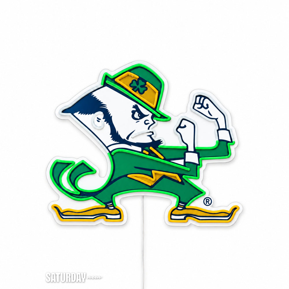 Notre Dame Fighting Irish Leprechaun Mascot LED Neon Sign - 24" x 19.37" switched off - Saturday Neon