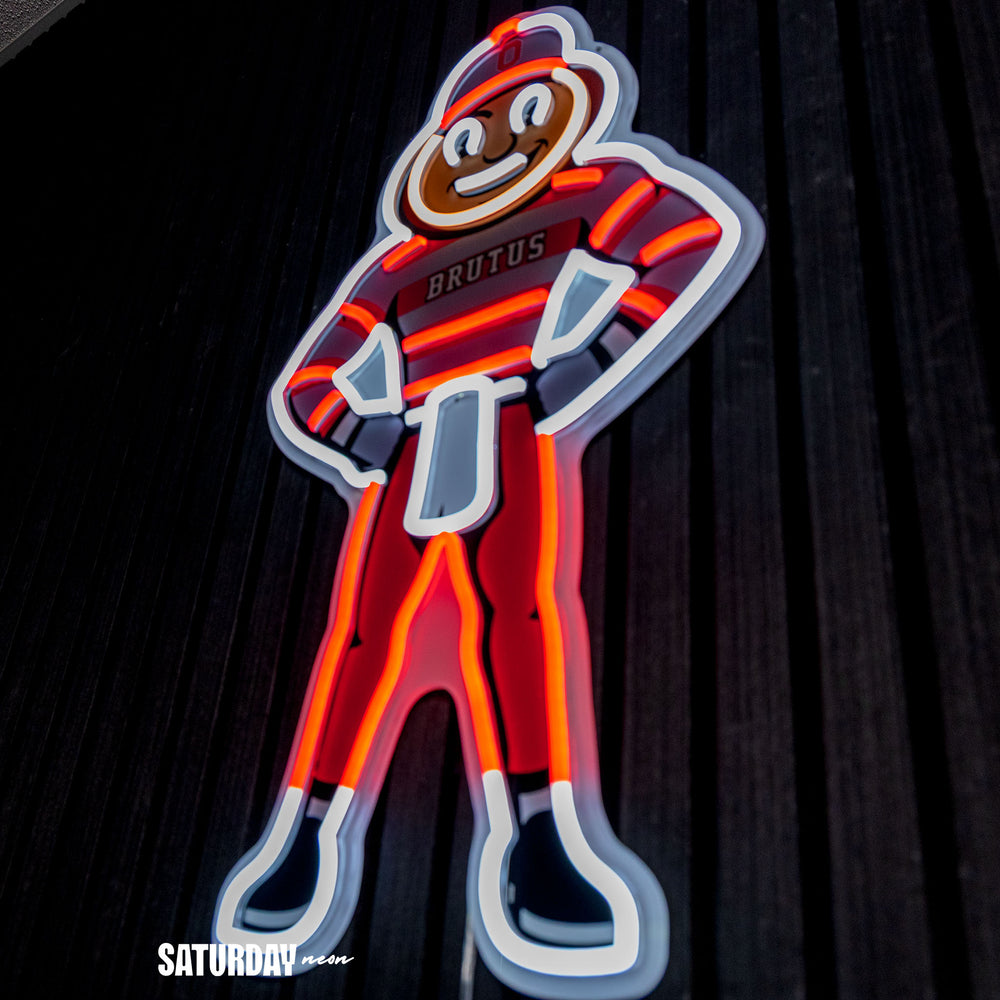 Ohio State Buckeyes Brutus Mascot LED Neon Sign - 13.64" x 24"