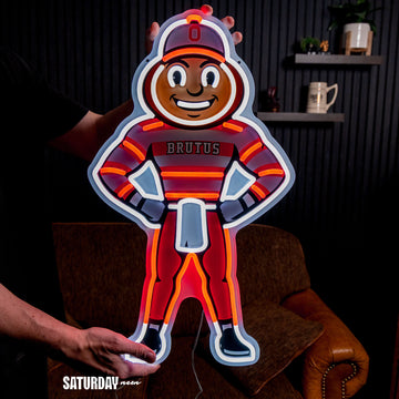 Ohio State Buckeyes Brutus Mascot LED Neon Sign - 13.64" x 24"