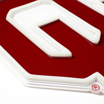 Oklahoma Sooners Logo LED neon sign at a side angle