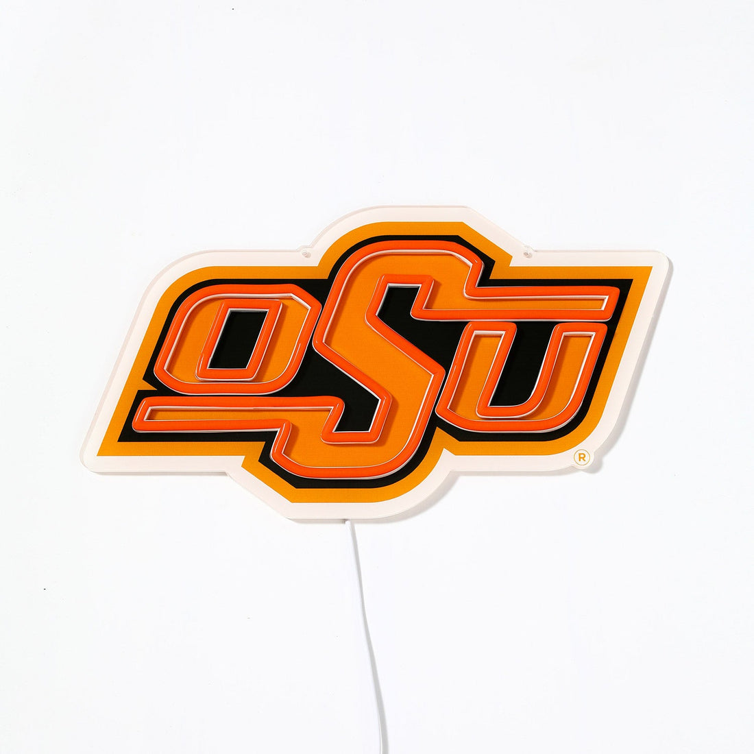 Oklahoma State Cowboys logo LED neon sign turned off