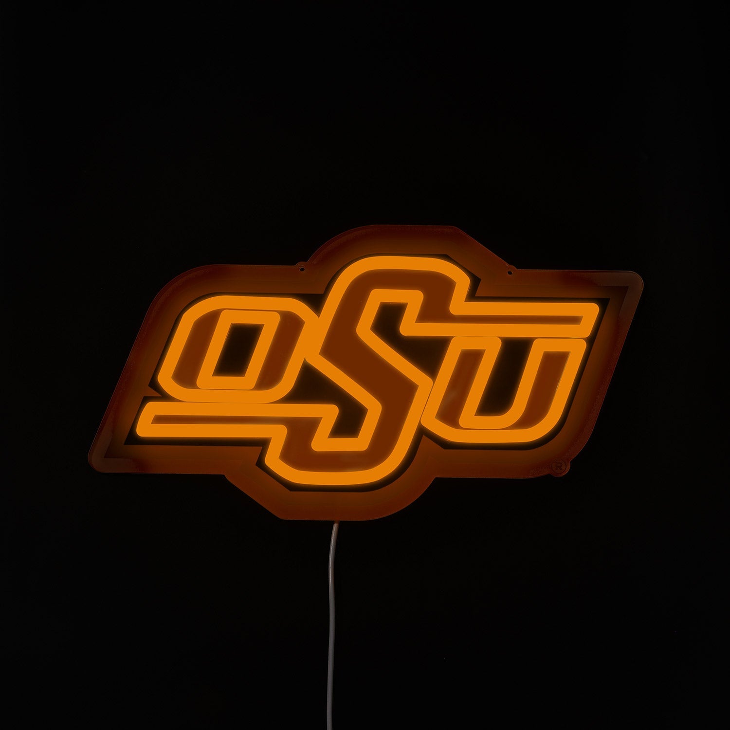 Oklahoma State Cowboys logo LED neon sign lit up