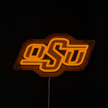 Oklahoma State Cowboys logo LED neon sign lit up