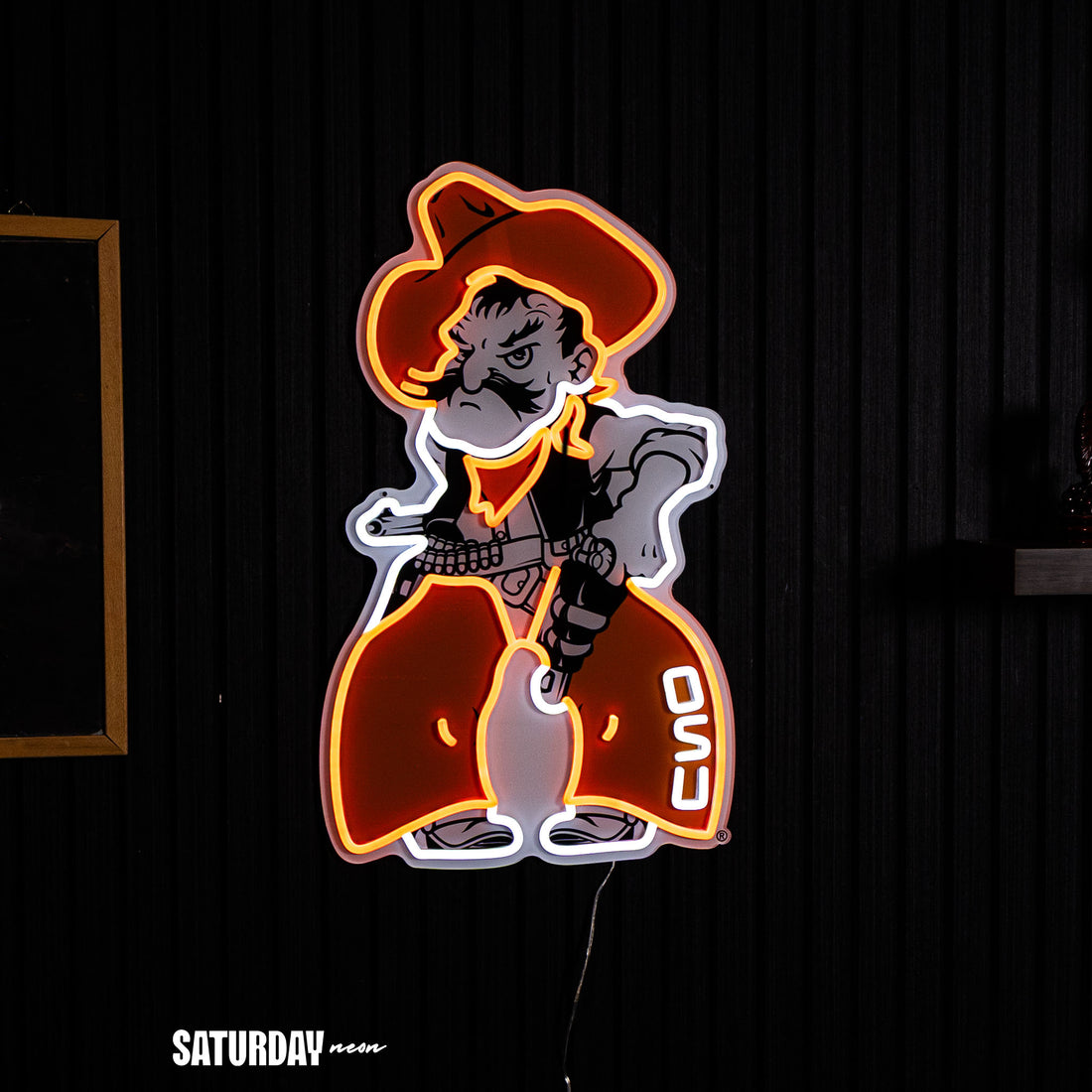 Oklahoma State Pistol Pete Mascot LED Neon Sign - 24" x 14.75"