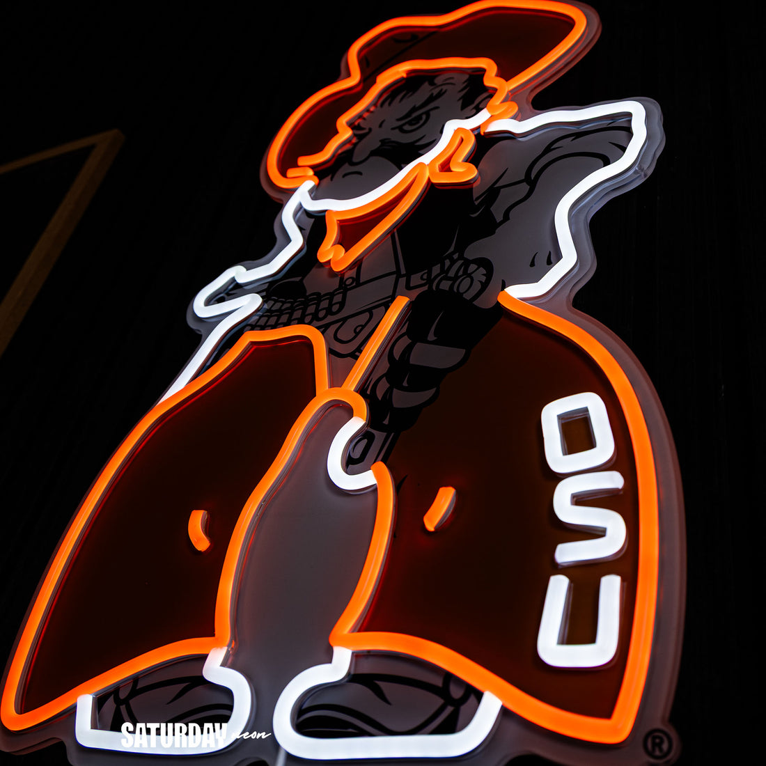 Oklahoma State Pistol Pete Mascot LED Neon Sign - 24" x 14.75"