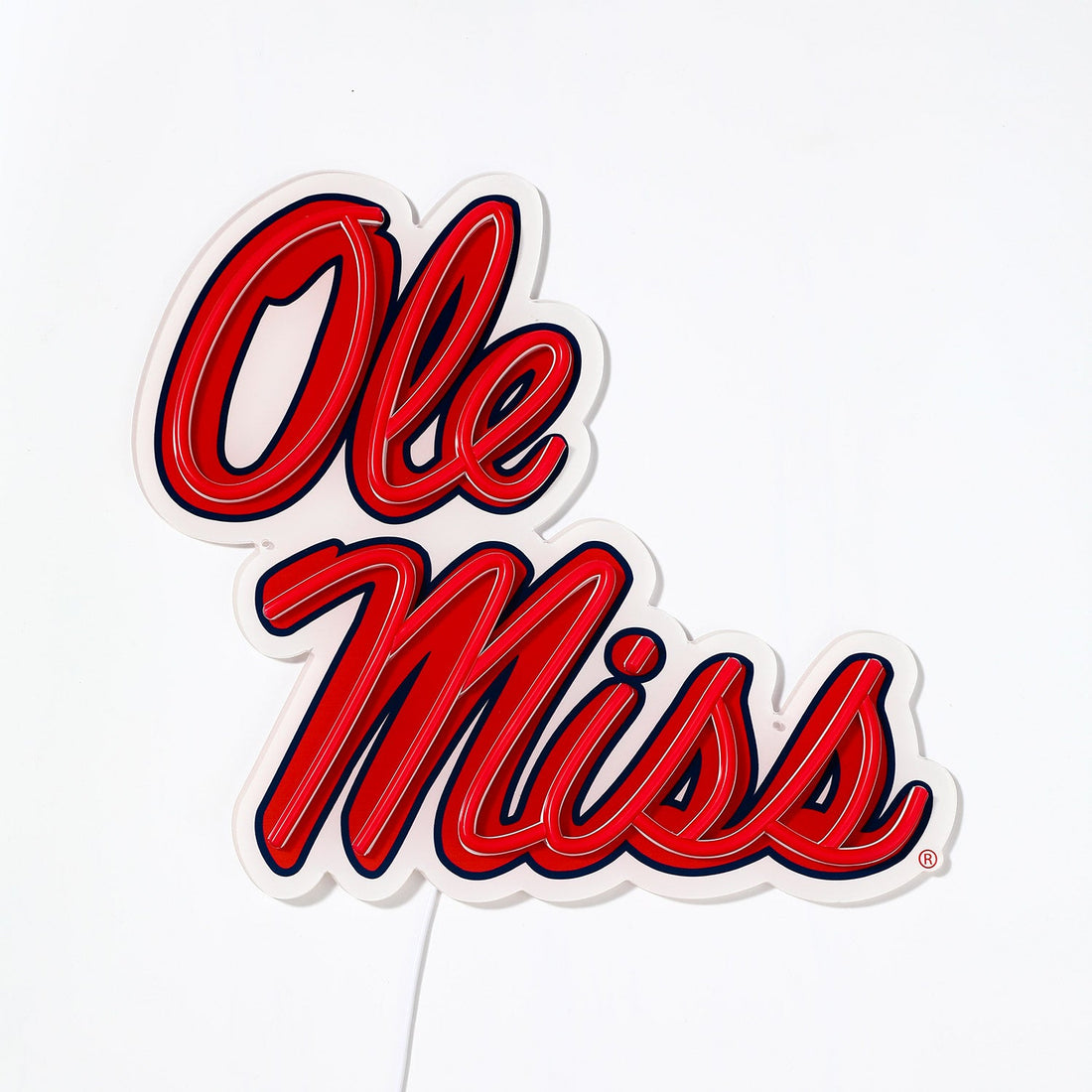 Ole Miss Rebels logo LED neon sign turned off