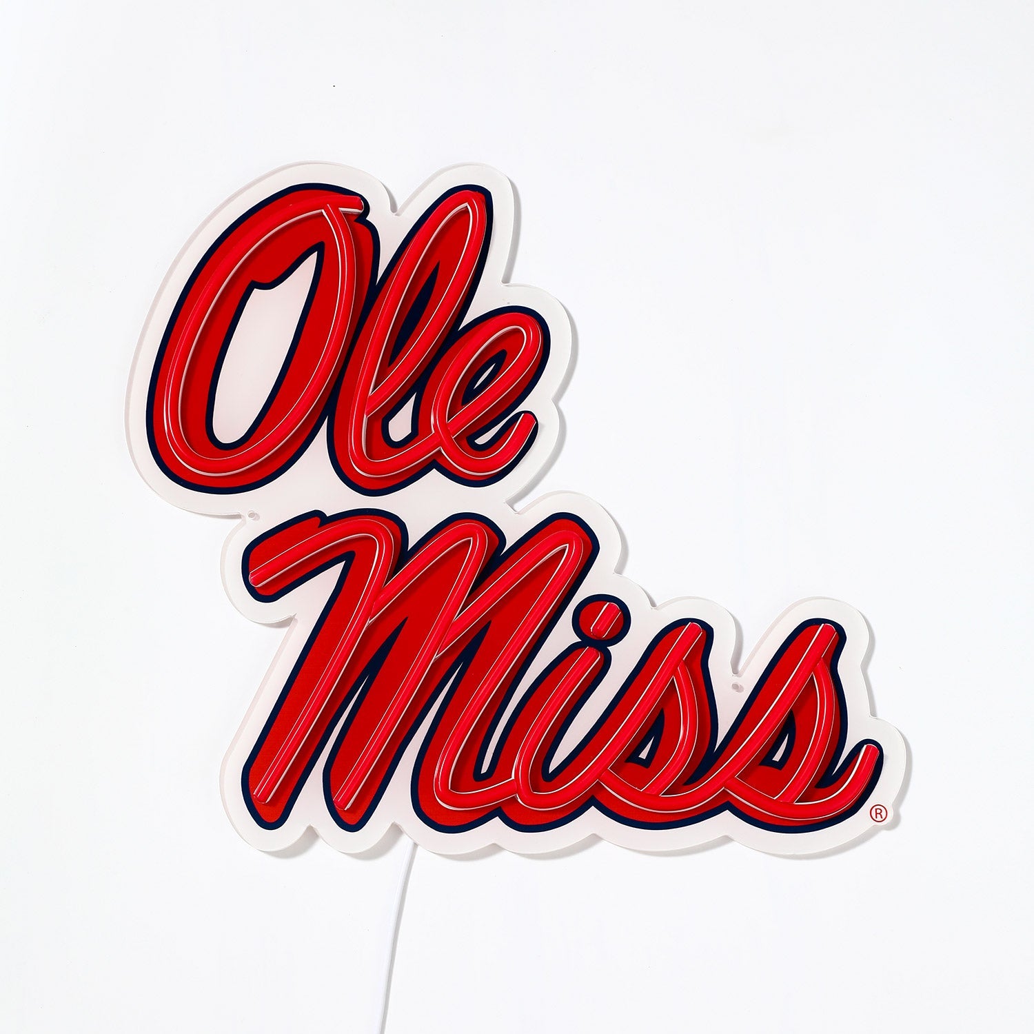 Ole Miss Rebels logo LED neon sign turned off