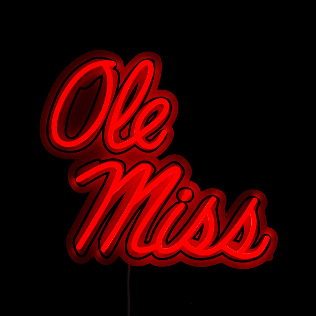 Ole Miss Rebels logo LED neon sign lit up