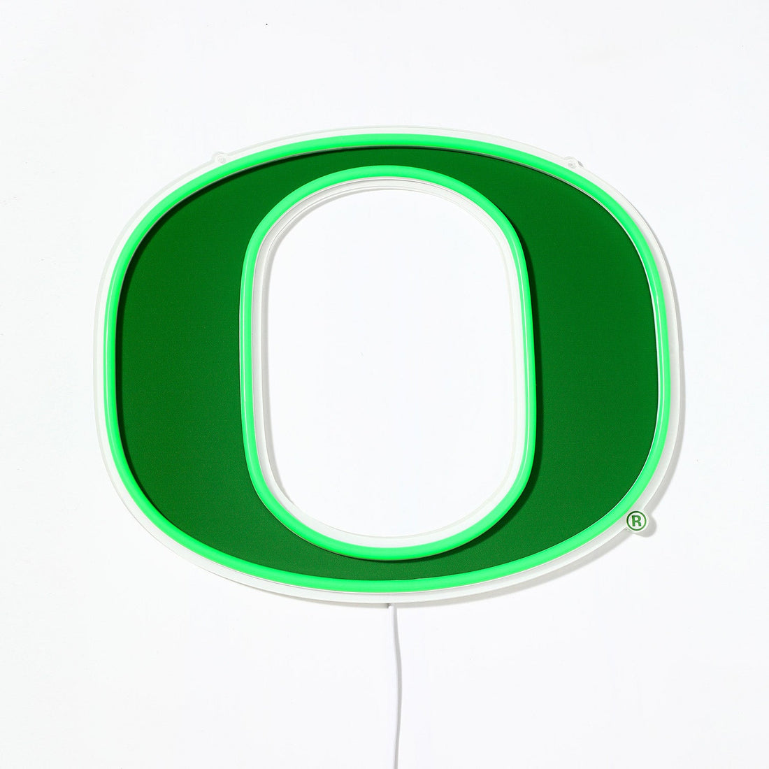 Oregon Ducks logo LED neon sign turned off