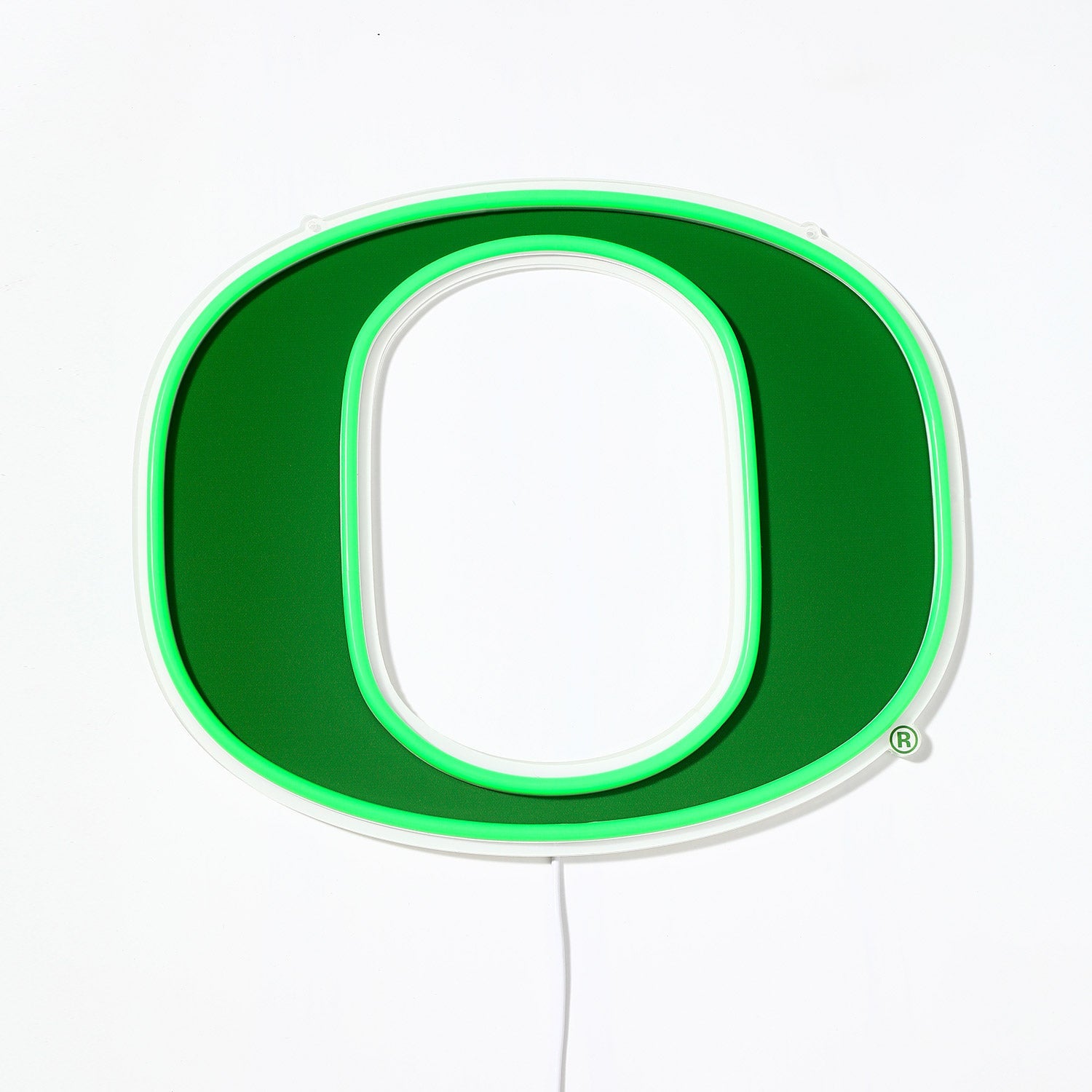 Oregon Ducks logo LED neon sign turned off