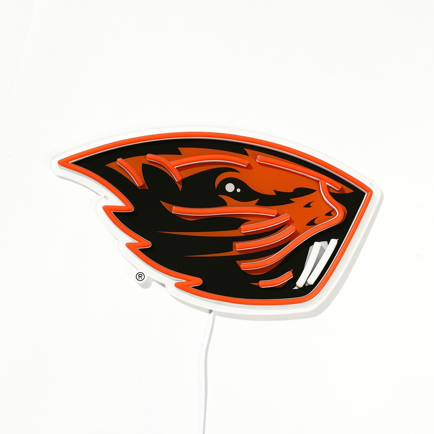 Oregon State Beavers logo LED neon sign turned off