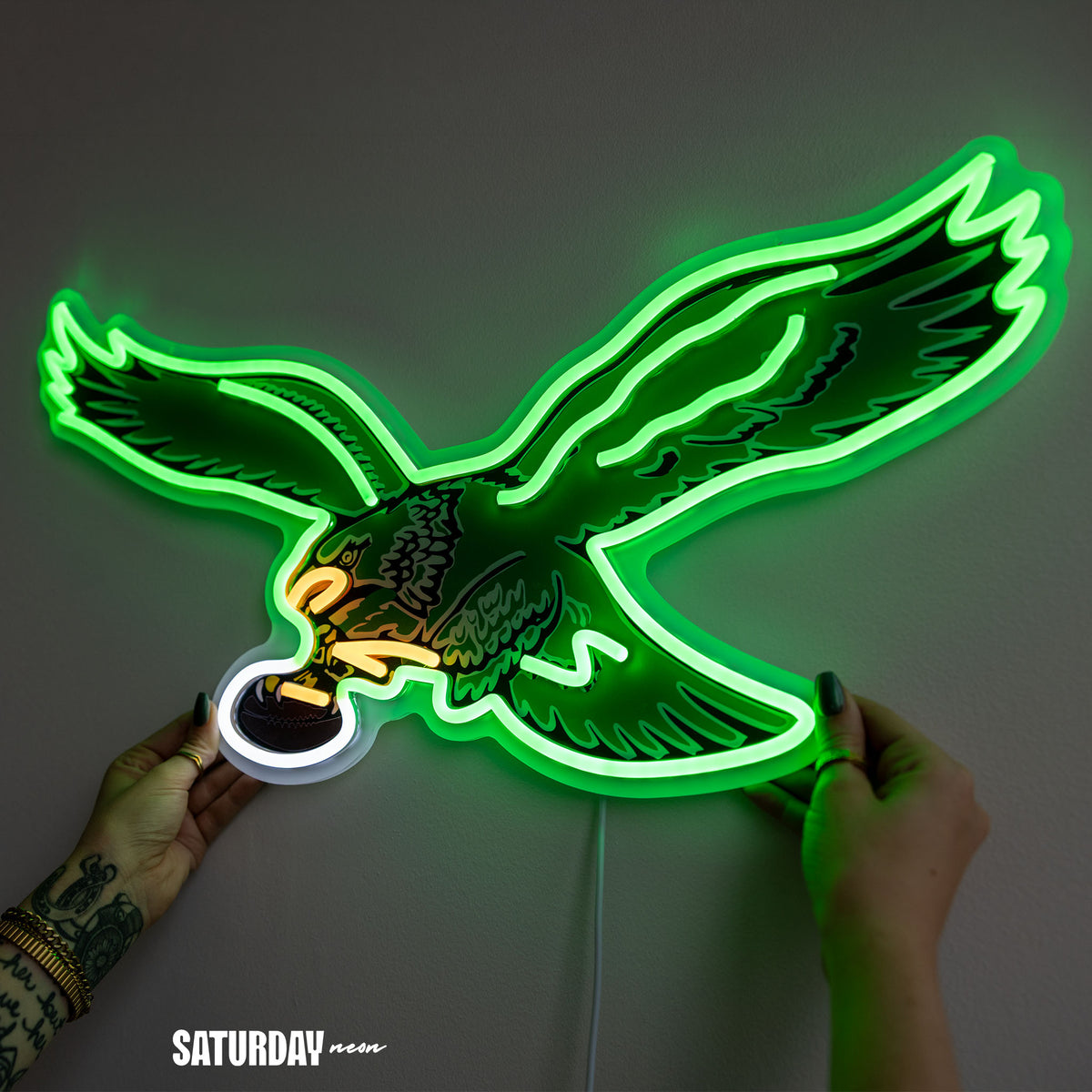 Philadelphia Eagles Retro Logo LED Neon Sign - 24" W x 14.07" H
