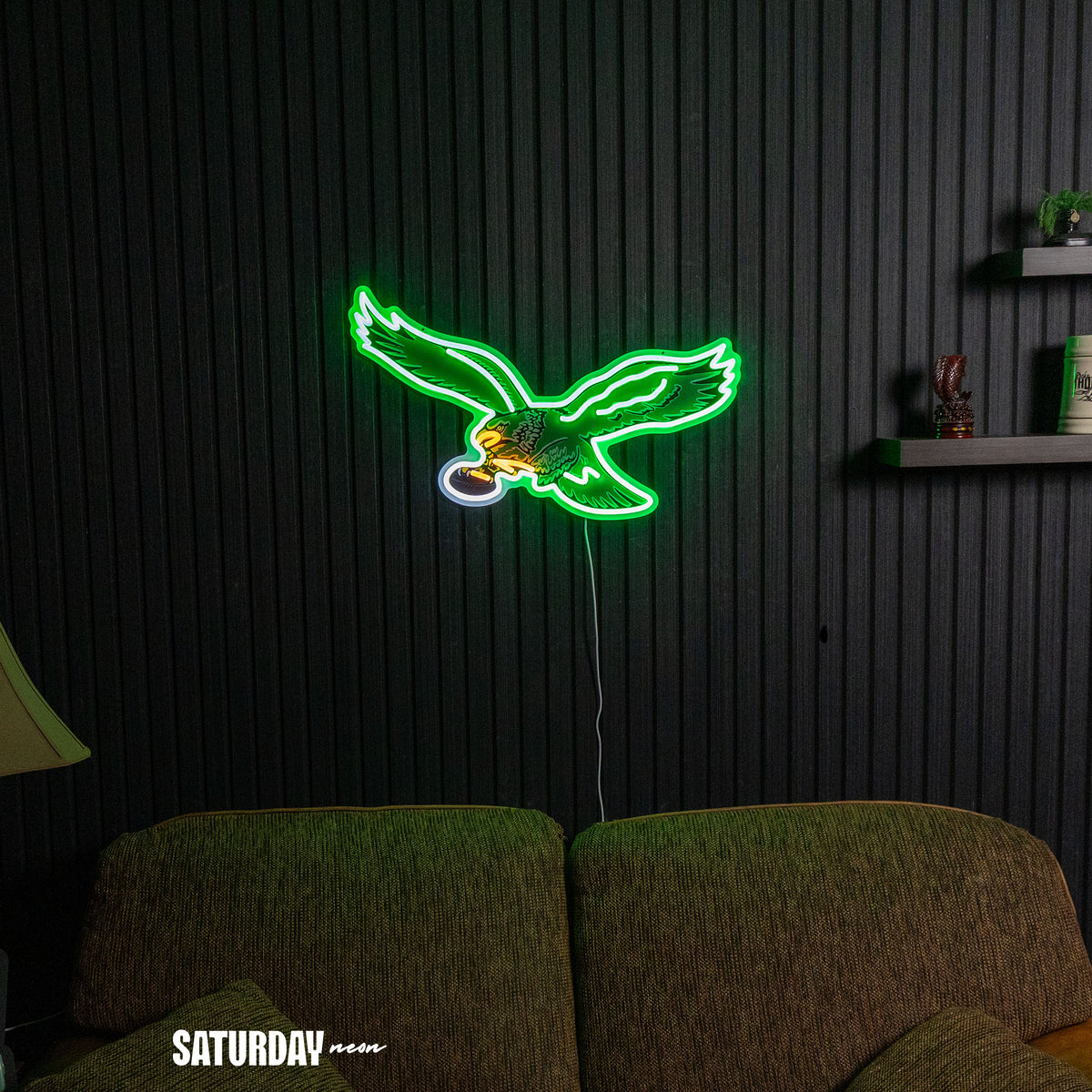Philadelphia Eagles Retro Logo LED Neon Sign - 24" W x 14.07" H - Saturday Neon