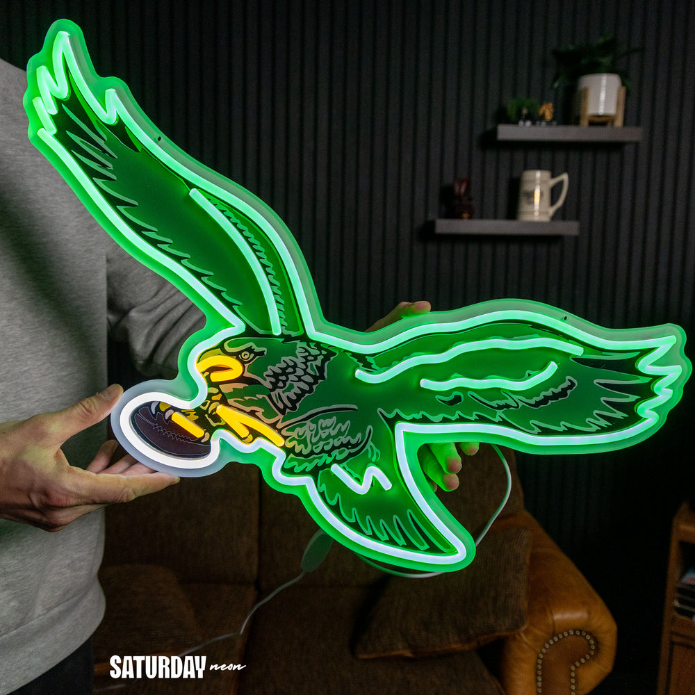 Philadelphia Eagles Retro Logo LED Neon Sign - 24" W x 14.07" H - Saturday Neon