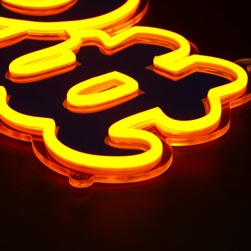 Pitt Panthers logo LED neon sign at a side angle, lit