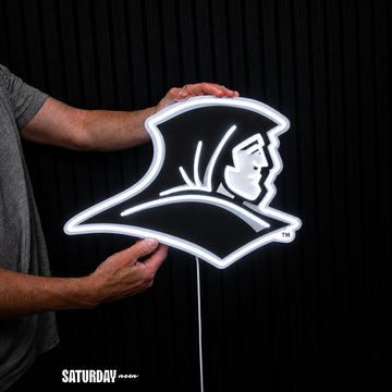 Providence Friars LED Neon Sign - Standard (15" x 10.61") held in hand for scale - Saturday Neon