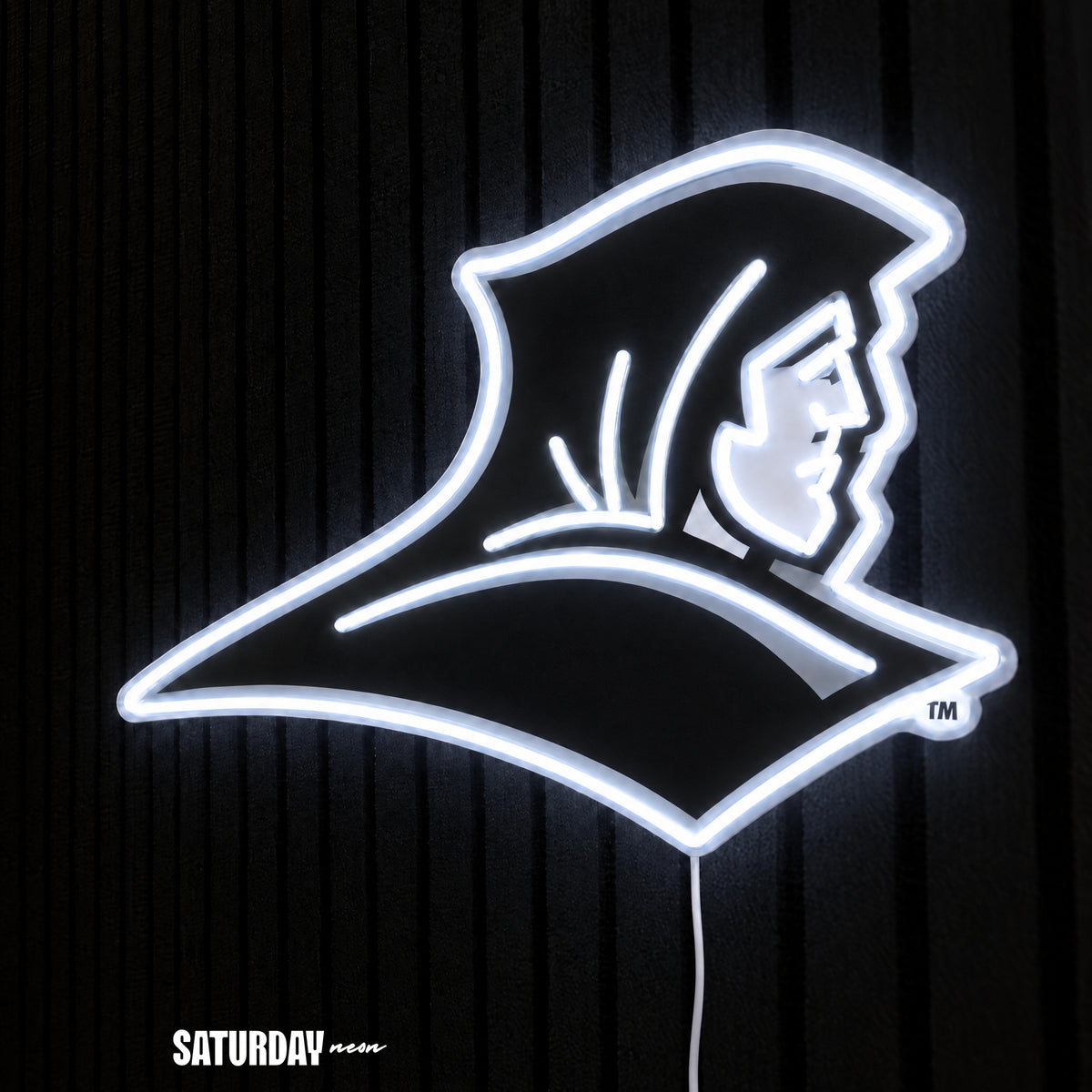 Providence Friars LED Neon Sign - Standard (15" x 10.61") side view - Saturday Neon