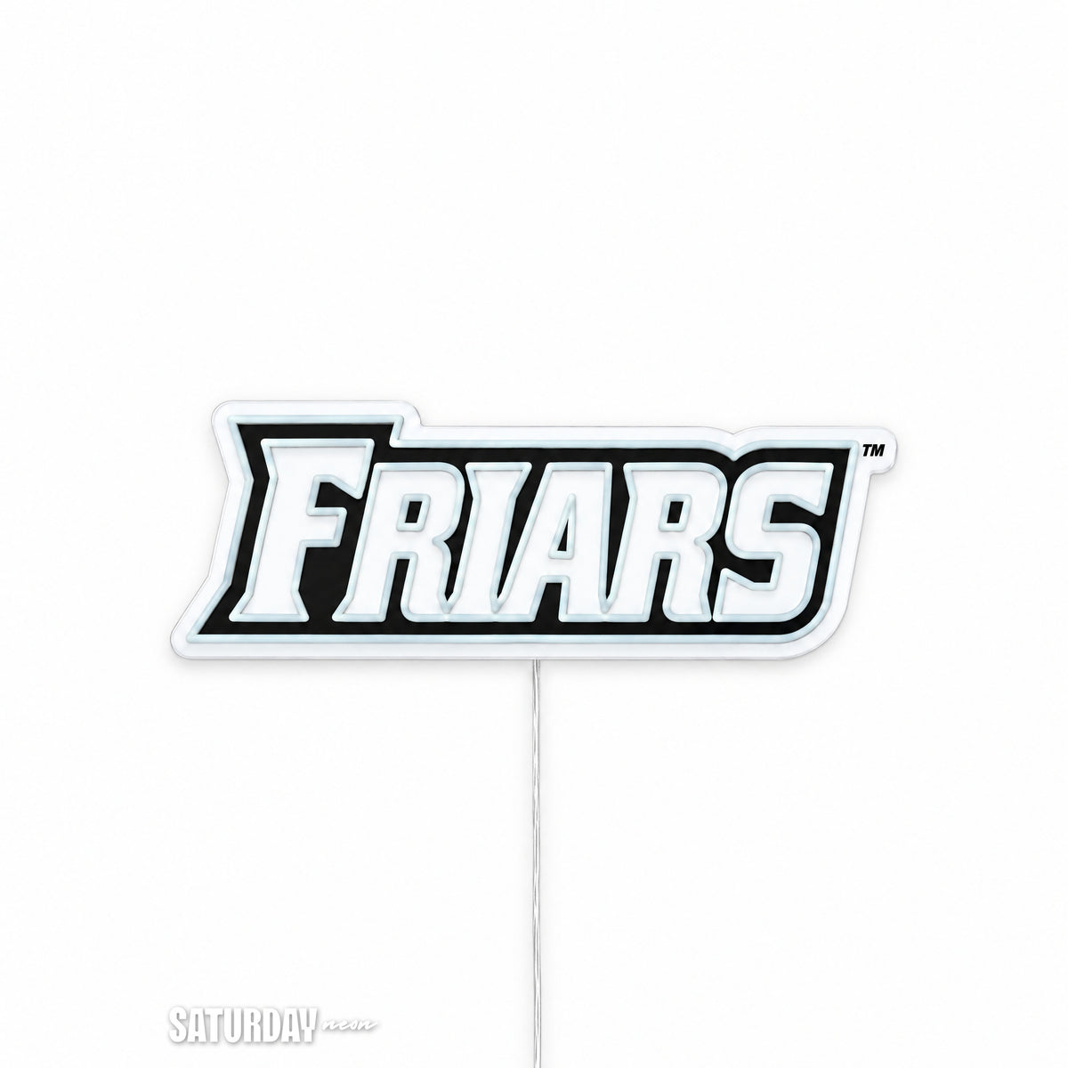 Providence Friars Wordmark LED Neon Sign - 24" x 8.37" switched off - Saturday Neon