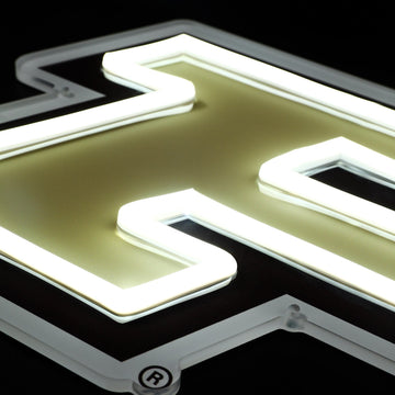Purdue Boilermakers logo LED neon sign at a side angle, lit