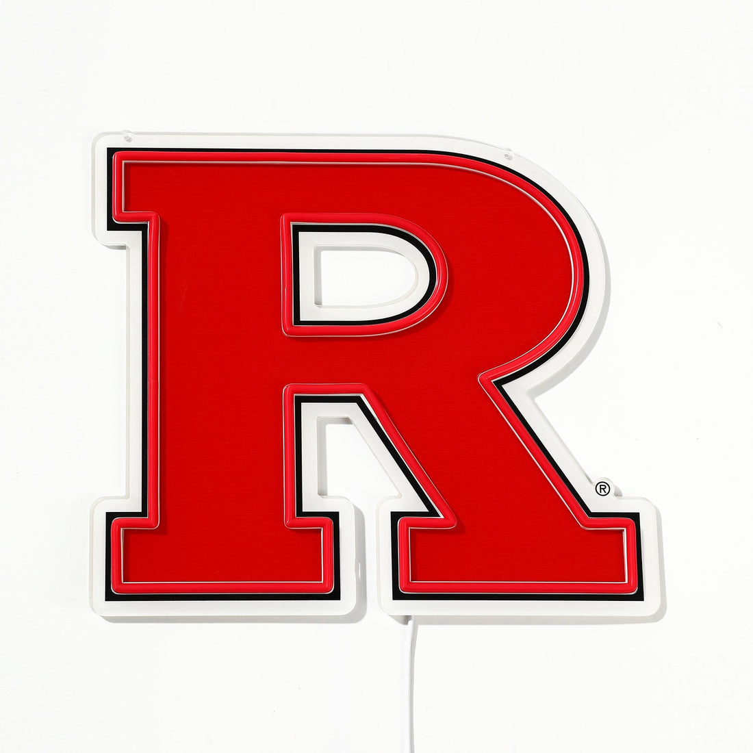 Rutgers Scarlet Knights logo LED neon sign turned off
