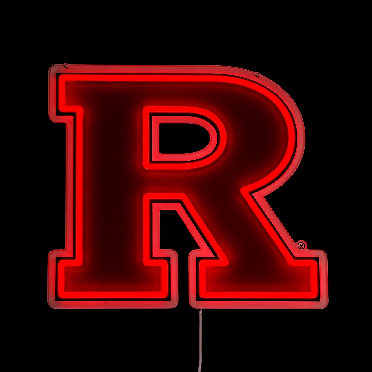 Rutgers Scarlet Knights logo LED neon sign lit up