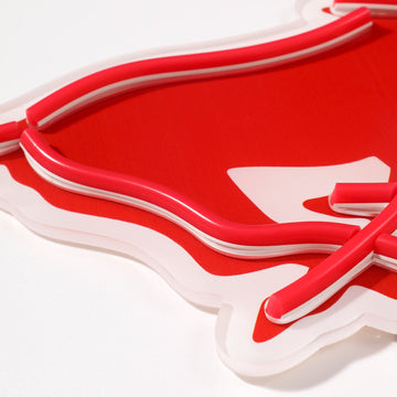 SMU Mustangs logo LED neon sign at a side angle