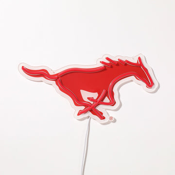 SMU Mustangs logo LED neon sign turned off
