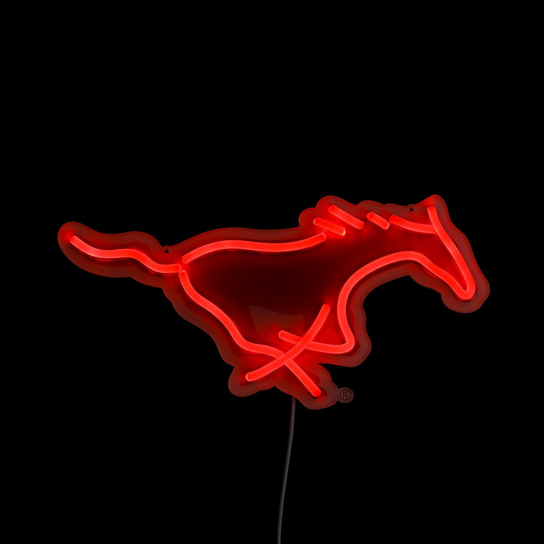 SMU Mustangs logo LED neon sign lit up