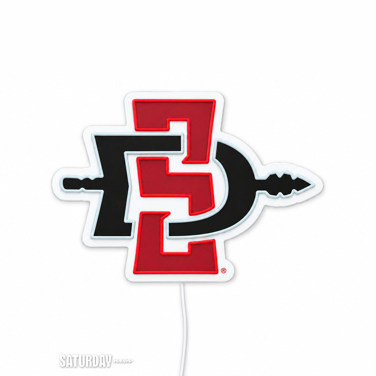 San Diego State Aztecs LED Neon Sign - Standard (15" x 10.7") switched off - Saturday Neon