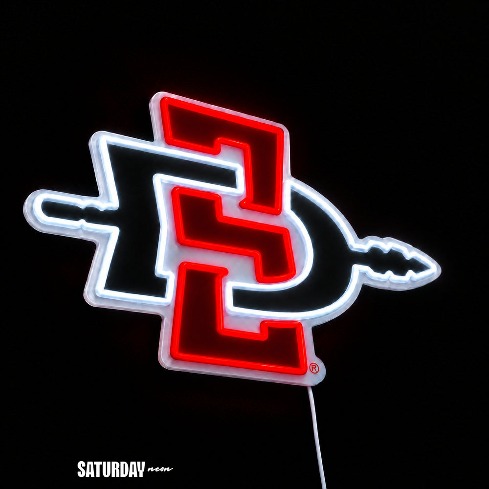 San Diego State Aztecs LED Neon Sign - Standard (15" x 10.7") close-up - Saturday Neon