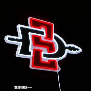 San Diego State Aztecs LED Neon Sign - Standard (15" x 10.7") close-up - Saturday Neon