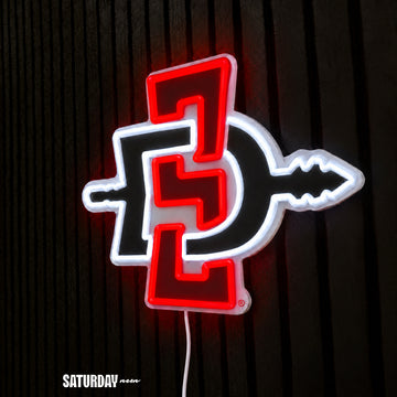 San Diego State Aztecs LED Neon Sign - Standard (15" x 10.7") side view - Saturday Neon