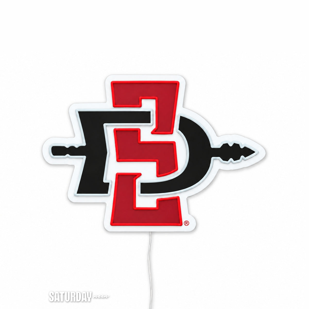 San Diego State Aztecs LED Neon Sign - Plus (24" x 16.98") switched off - Saturday Neon