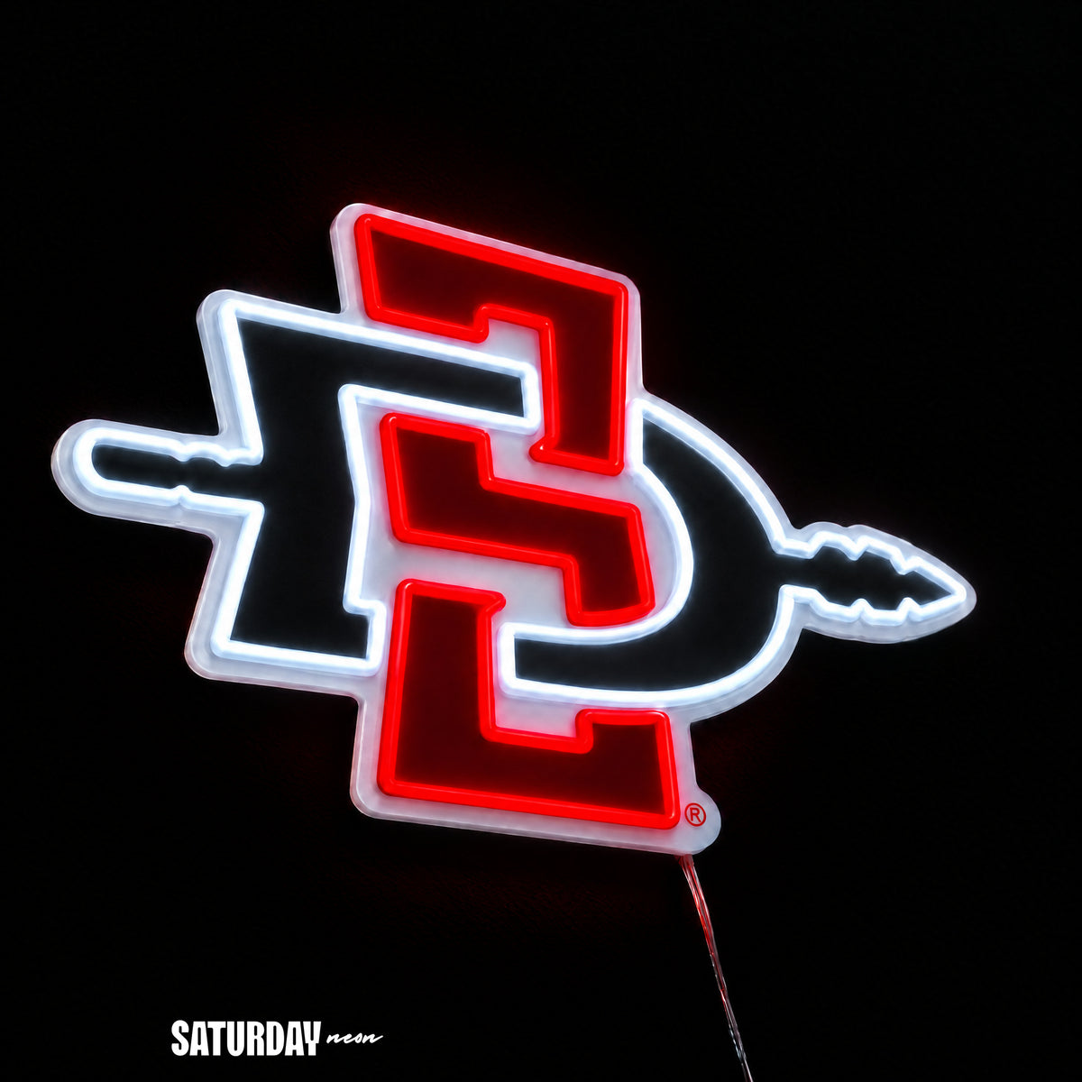 San Diego State Aztecs LED Neon Sign - Plus (24" x 16.98") close-up - Saturday Neon