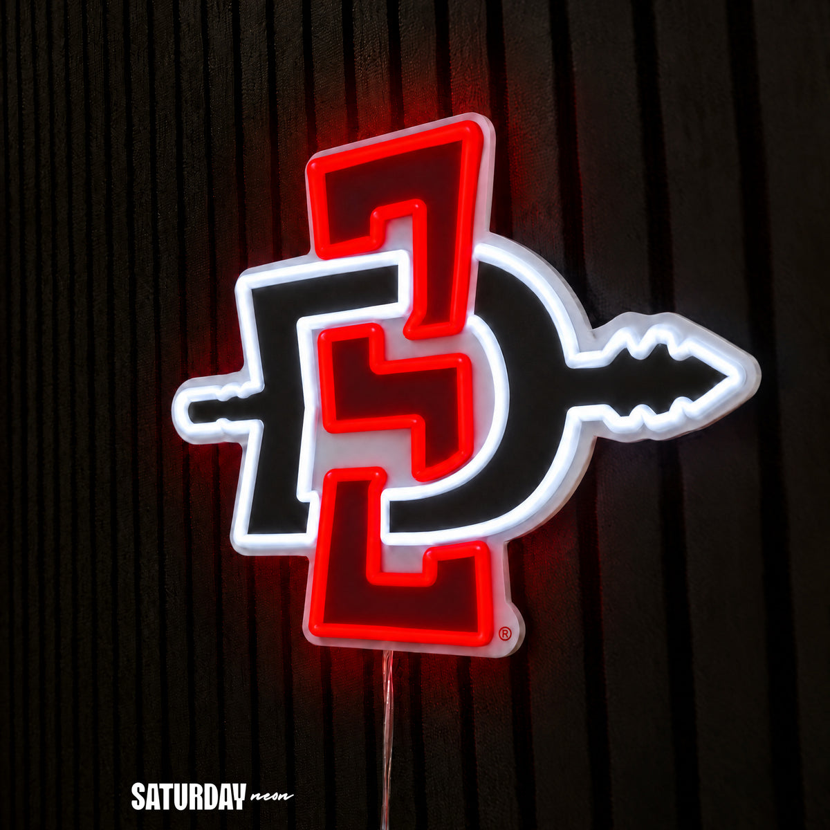 San Diego State Aztecs LED Neon Sign - Plus (24" x 16.98") side view - Saturday Neon