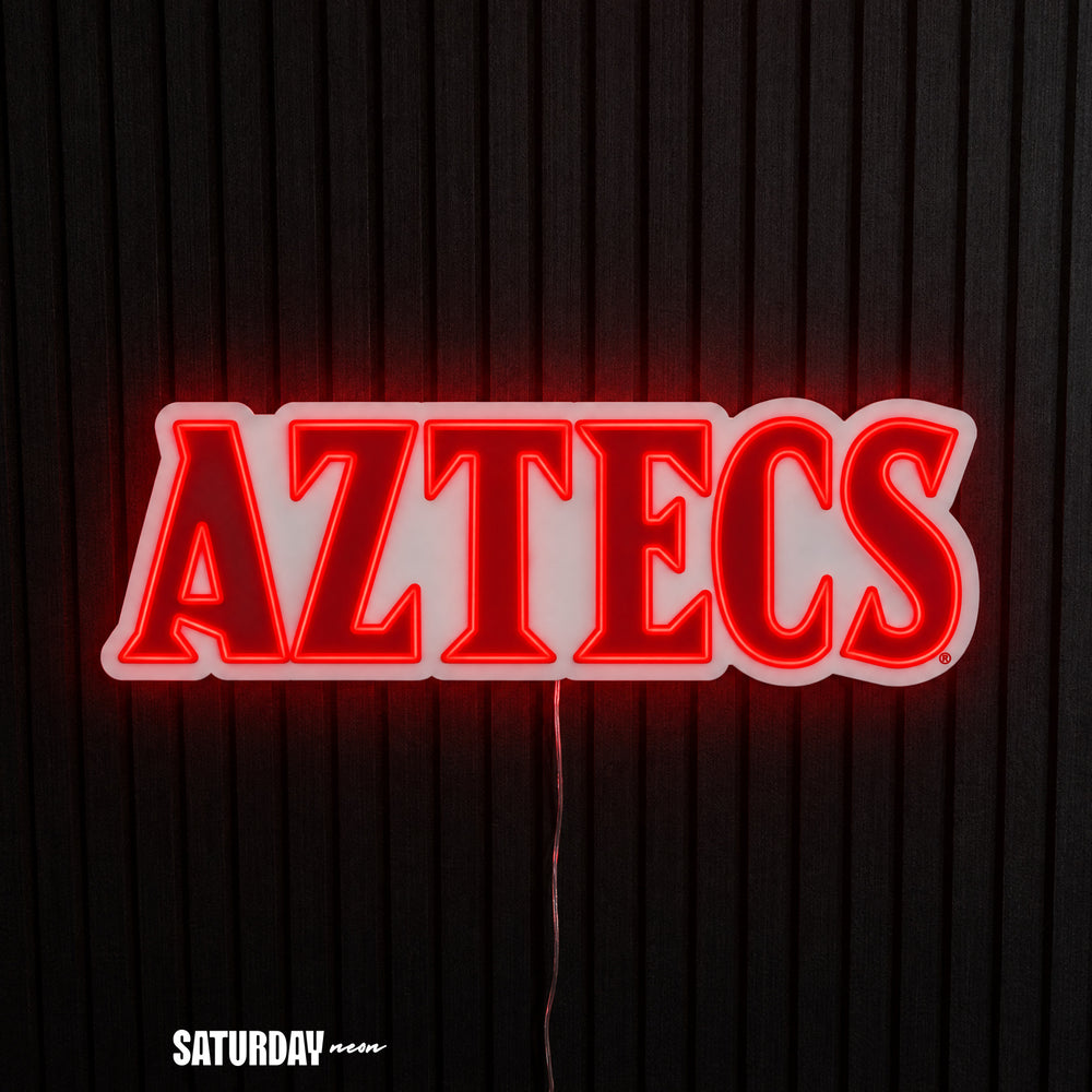 San Diego State Aztecs Wordmark LED Neon Sign - 24" x 8.11" - Saturday Neon
