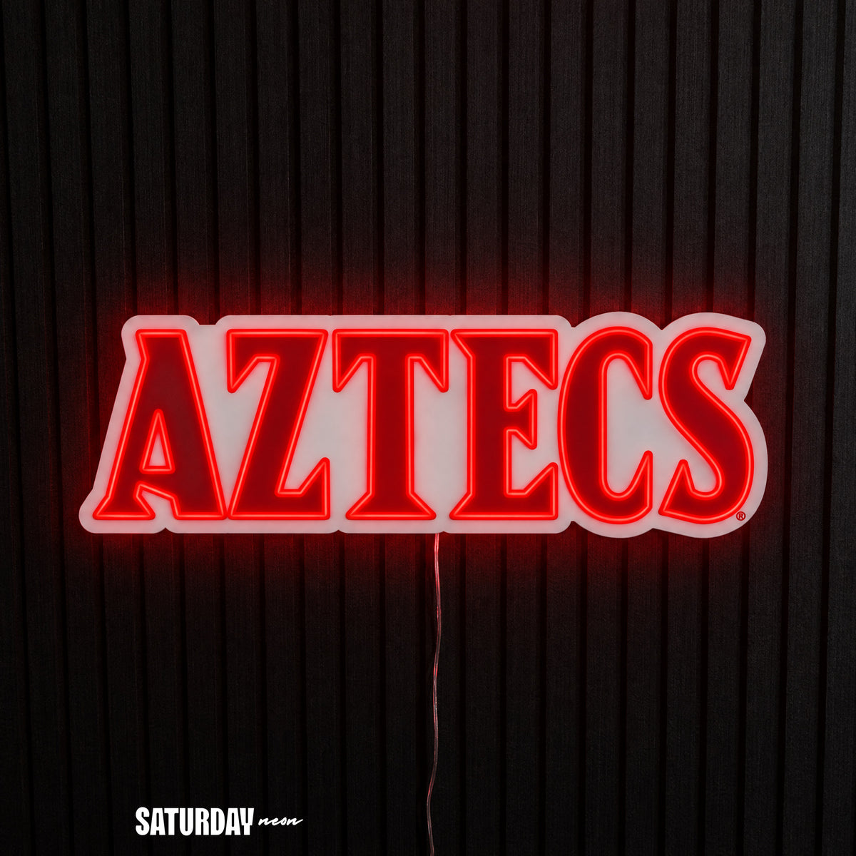 San Diego State Aztecs Wordmark LED Neon Sign - 24" x 8.11" - Saturday Neon