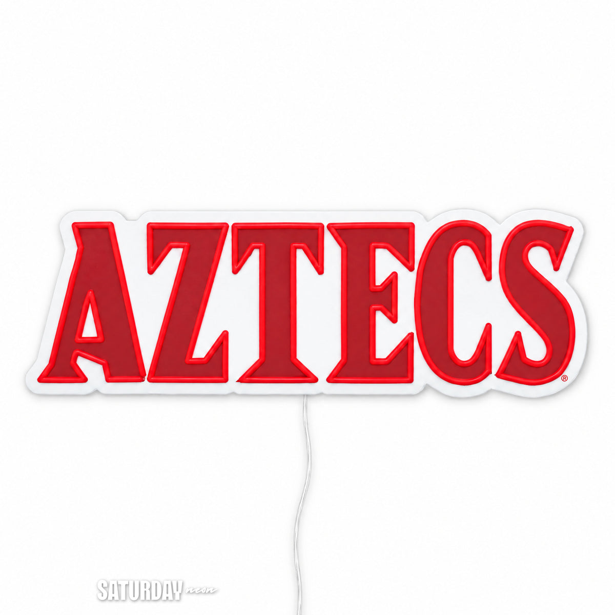 San Diego State Aztecs Wordmark LED Neon Sign - 24" x 8.11" switched off - Saturday Neon