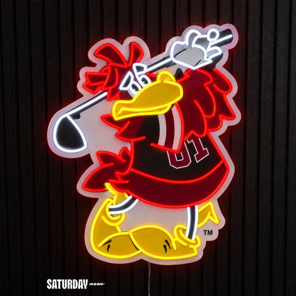 South Carolina Gamecocks Cocky Golf Mascot LED Neon Sign - 18.49" x 24"