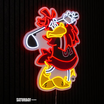South Carolina Gamecocks Cocky Golf Mascot LED Neon Sign - 18.49" x 24" side view - Saturday Neon